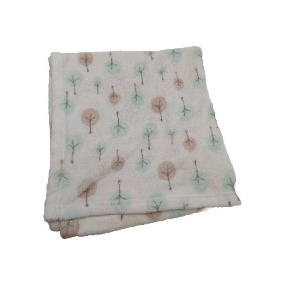 Lullaby Lane Baby Blanket White Multi-colored Leaves Leaf Pattern Square 30"